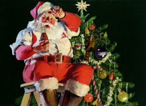 El pino navideño, Santa Clos y la coca cola, elementos navideños traídos de los USA.