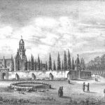 Templo y convento de San Diego. El cementerio aún tenía su barda atrial.